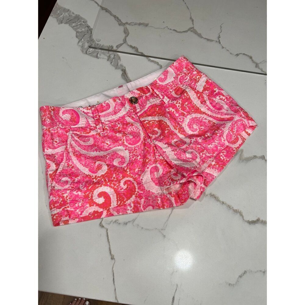 LILLY PILITZER US S 0 White Pink Paisley Print 100% Cotton‎ The WALSH Shorts